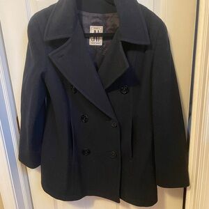 Jones New York dark blue 100% pure wool pea coat